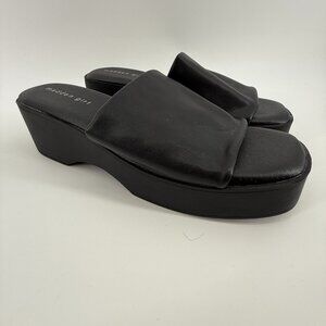 Madden Girl Black Square Toe Raave Platform Sandals Grunge Festival Size 9.5 Y2K